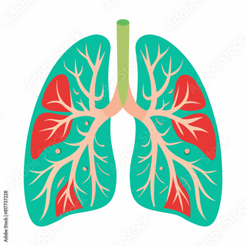 Lungs organ anatomy editable icon isolated on white background flat vector illustration.	