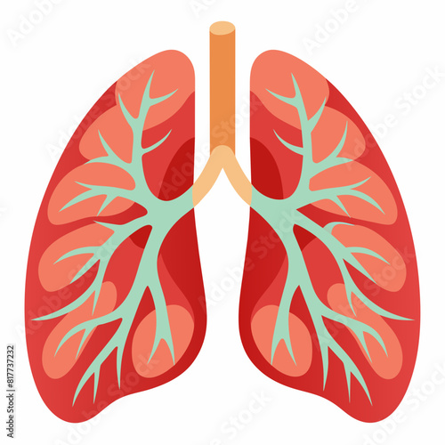 Lungs organ anatomy editable icon isolated on white background flat vector illustration.	
