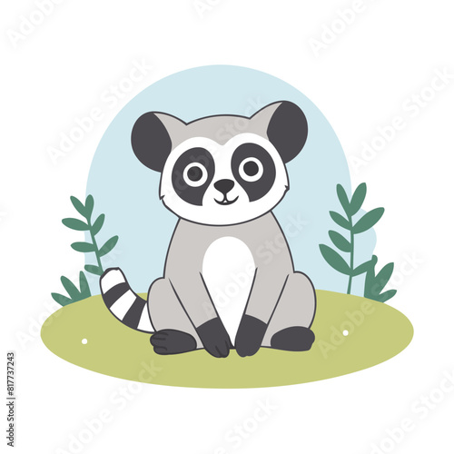 Vector illustration of a playful Lemur for preschoolers' storytime