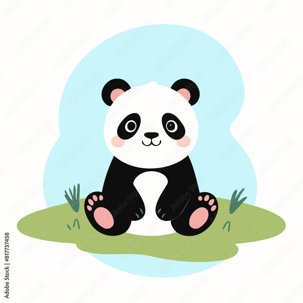 Fototapeta premium Vector illustration of a friendly Panda for little ones' joyful exploration
