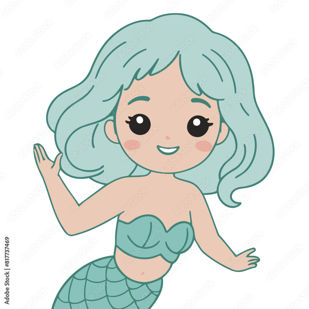 Vector illustration of a cute Mermaid for kids story book Vector illustration of a cute Mermaid for kids story book