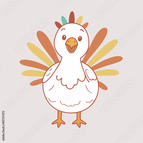 Cute vector illustration of a Turkey for children story book