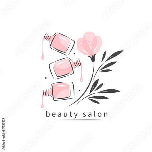 Nail studio logo. Nail polish. Minimalistic vector illustration for beauty salon