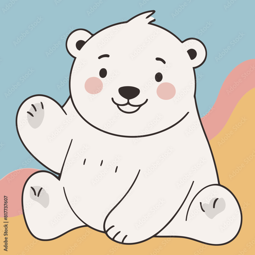 Fototapeta premium Vector illustration of an adorable Polarbear for young readers' books