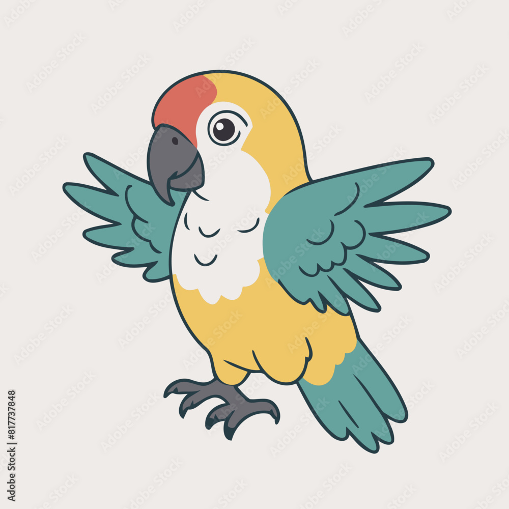 Fototapeta premium Cute vector illustration of a Parrot for youngsters' imaginative stories