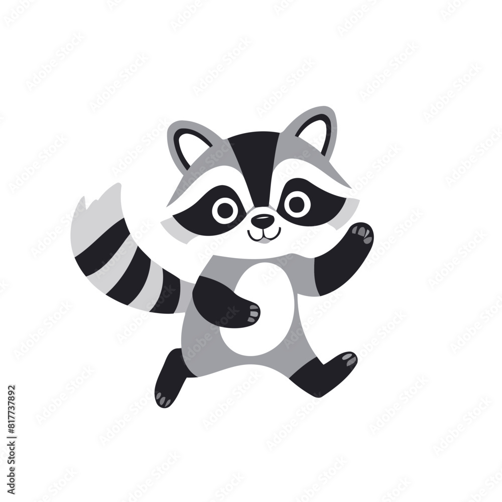 Cute vector illustration of a Raccoon for toddlers story books