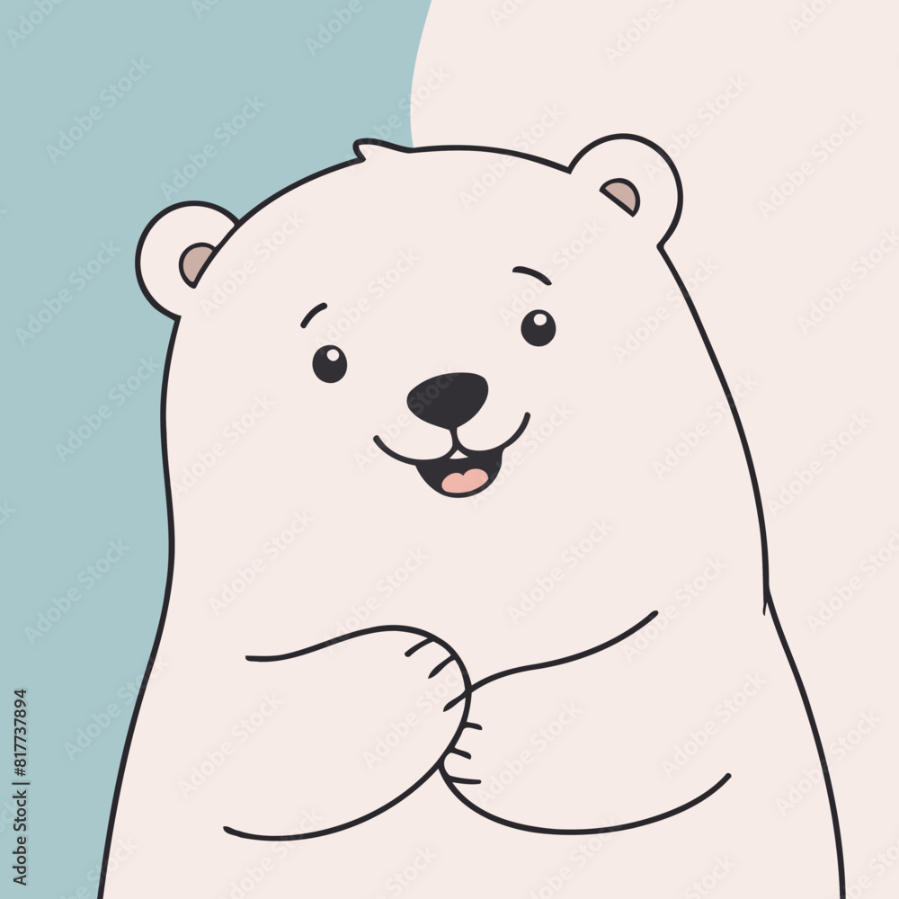 Naklejka premium Vector illustration of an enchanting Polarbear for kids' storytelling