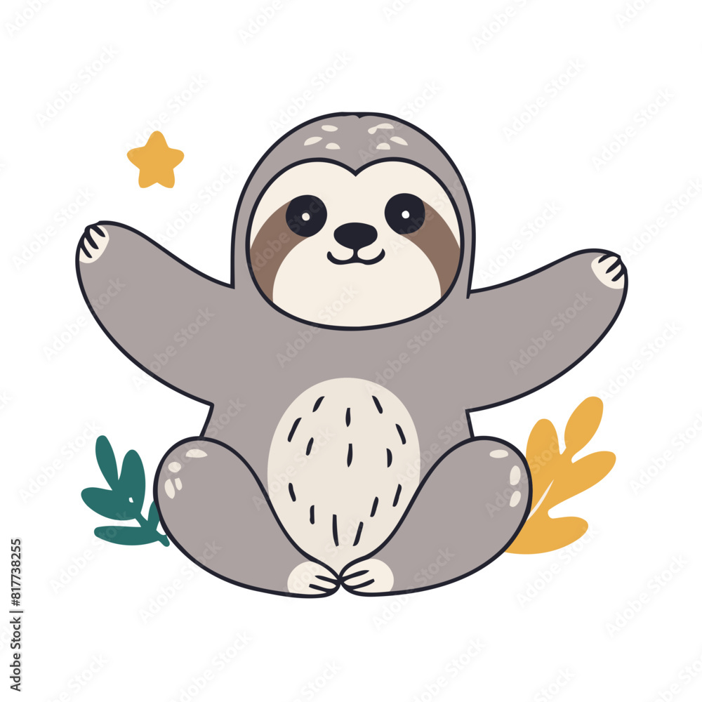 Obraz premium Cute Sloth for children's bedtime stories vector illustration