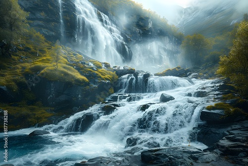 A waterfall flowing down a mountainside photo