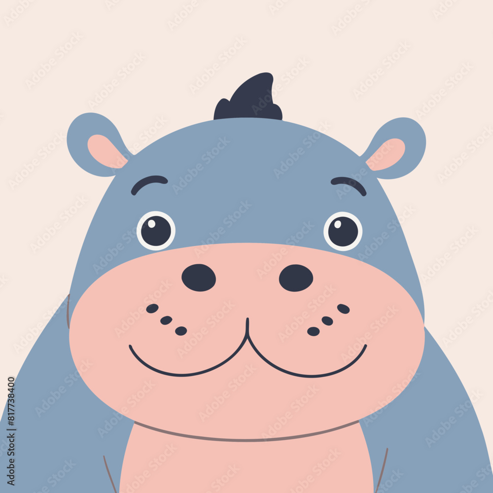 Fototapeta premium Vector illustration of a friendly Hippo for little ones' joyful exploration