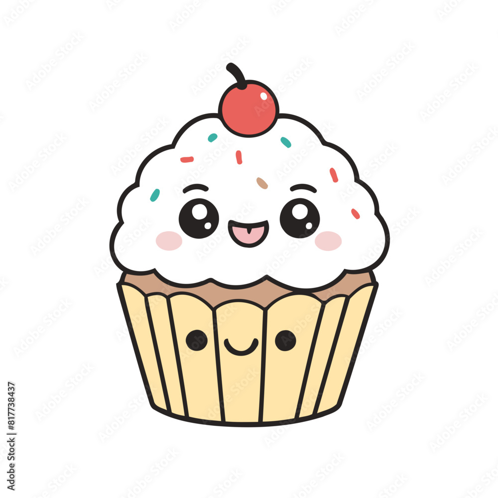 Cute vector illustration of a Cupcake for early readers' delight Cute vector illustration of a Cupcake for early readers' delight