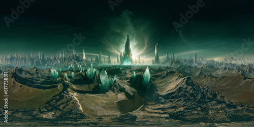 Wallpaper Mural landscape with mountains and diamond crystals VR 360 Spherical Panorama Torontodigital.ca