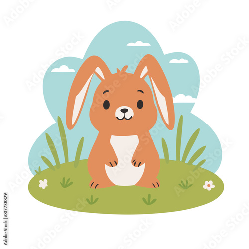 Cute vector illustration of a Bunny for youngsters' picture books