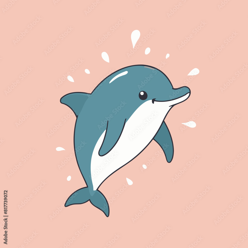 Obraz premium Cute Dolphin for children's bedtime stories vector illustration