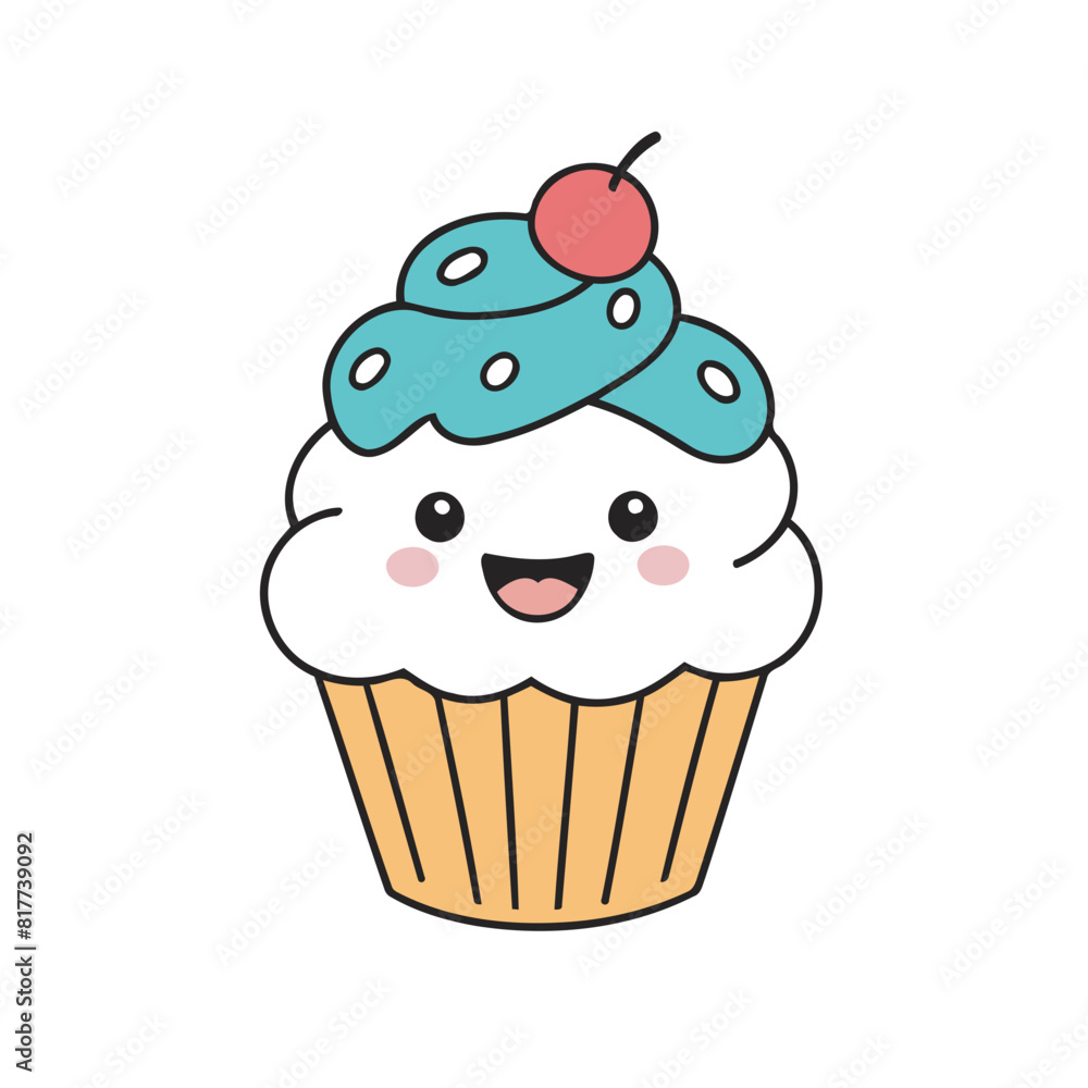 Cute vector illustration of a Cupcake for toddlers Cute vector illustration of a Cupcake for toddlers