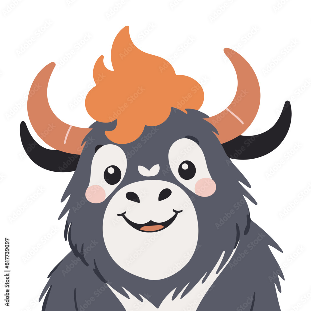 Fototapeta premium Vector illustration of an enchanting Yak for kids' storytelling