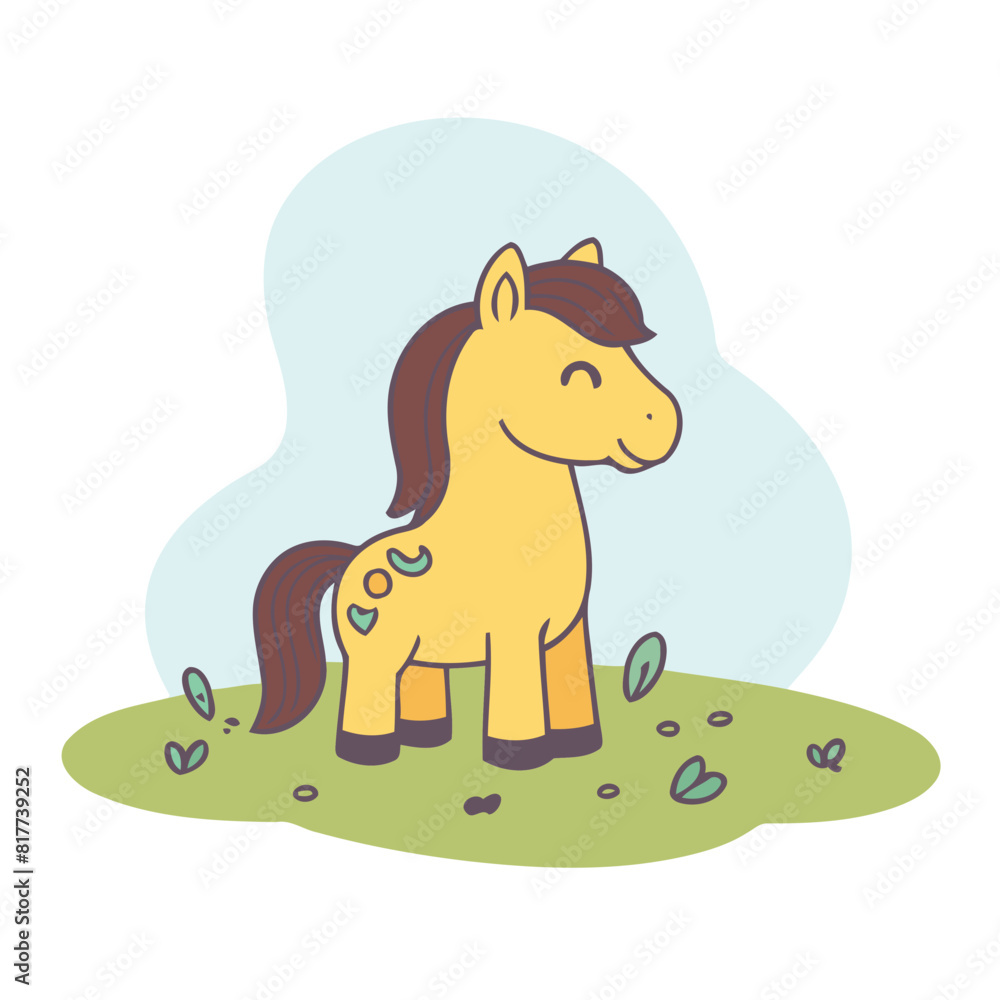 Obraz premium Cute Horse for children story book vector illustration
