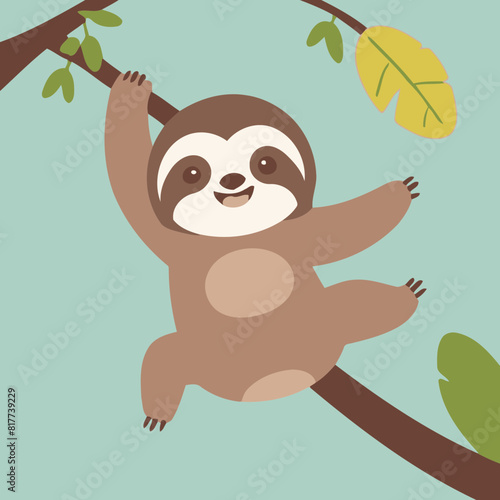 Cute vector illustration of a Sloth for youngsters  imaginative stories
