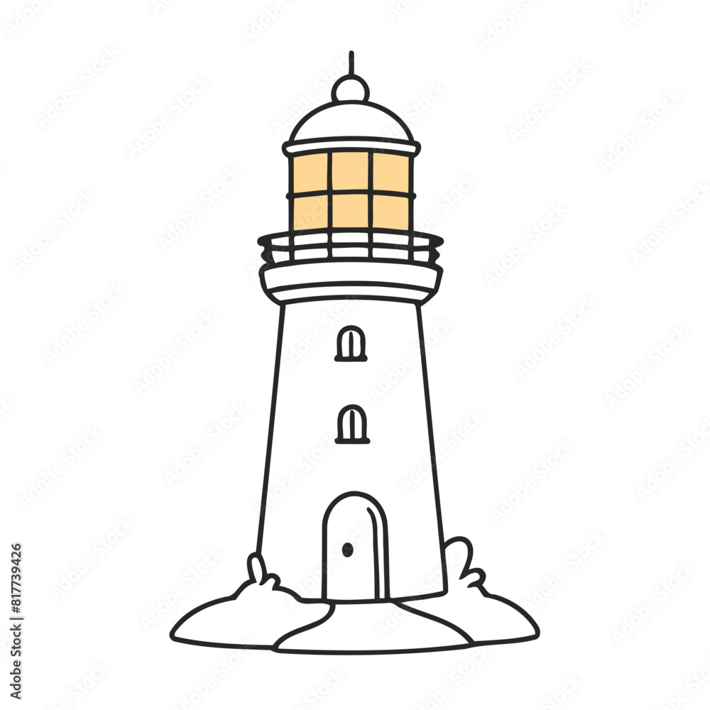 Vector illustration of a playful Lighthouse for preschoolers' storytime