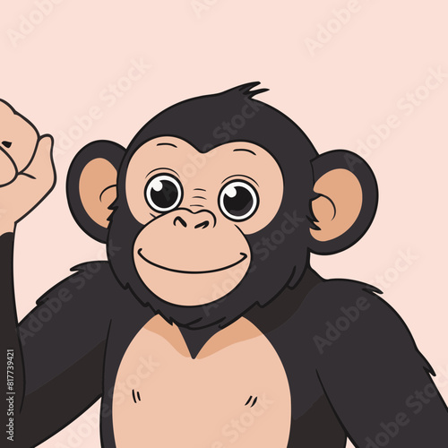 Cute vector illustration of a Chimpanzee for youngsters' imaginative stories