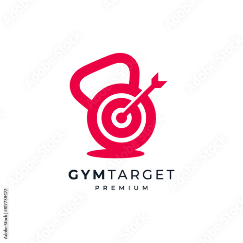 kettlebell and arrow for gym, fitness and sport logo design