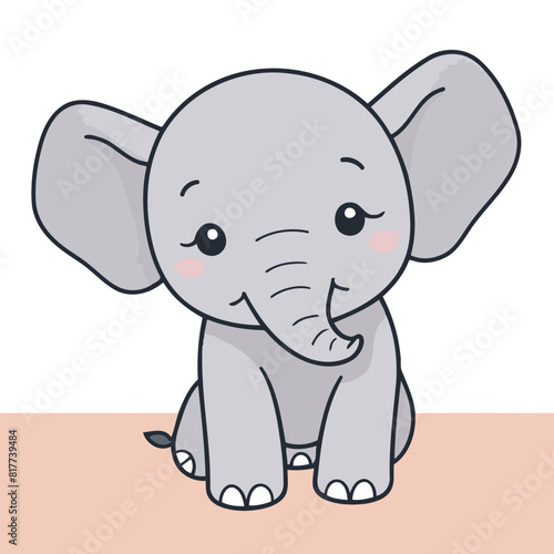 Cute Elephant for kids books vector illustration
