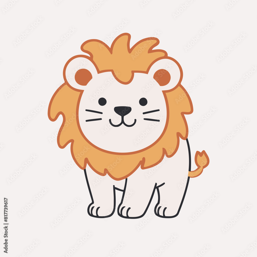Vector illustration of a cute Lion for toddlers story books