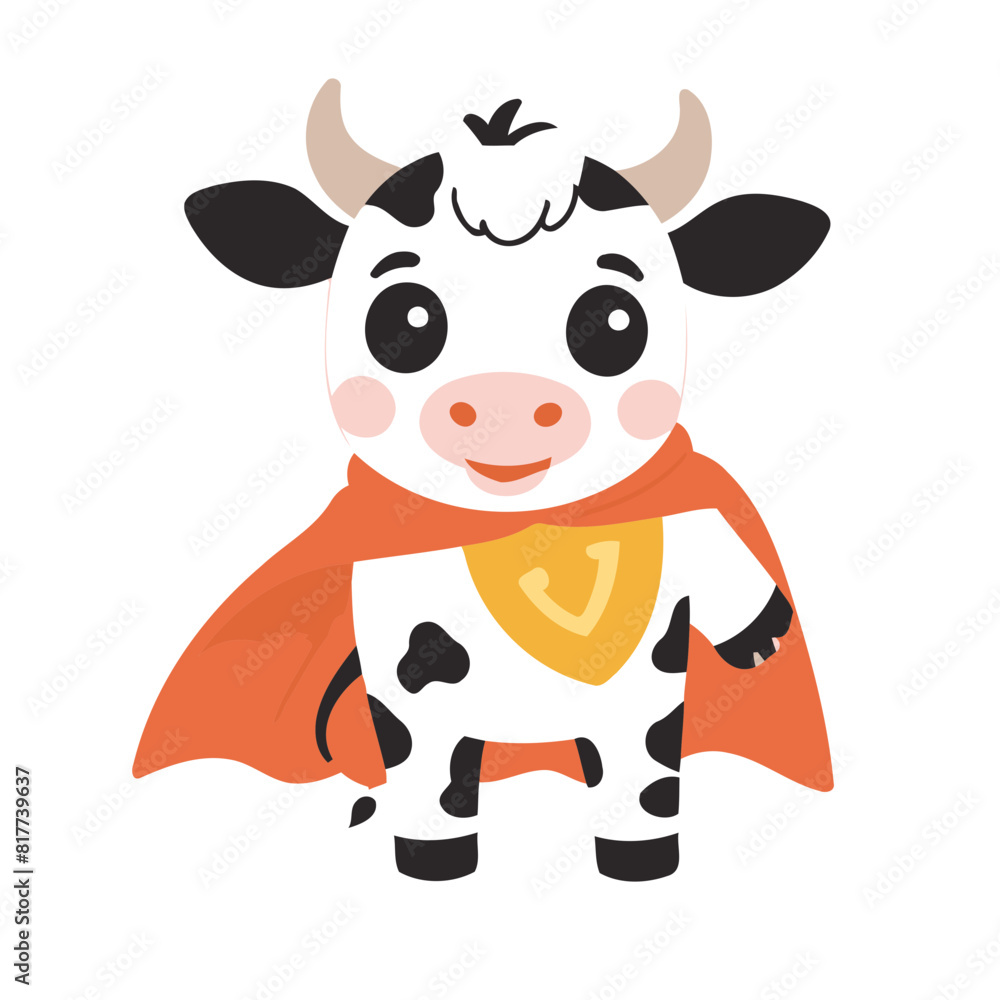 Cute Cow for children's literature vector illustration