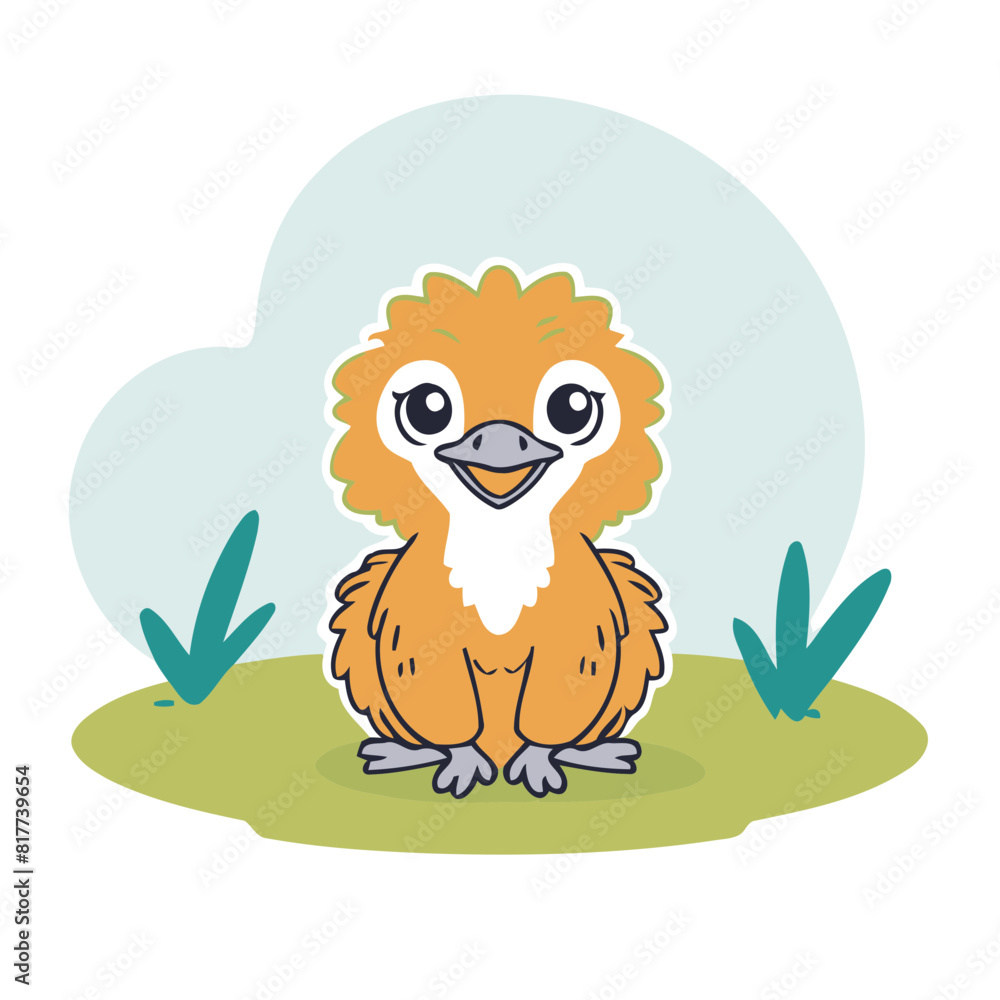Obraz premium Cute Ostrich vector illustration for little ones' bedtime routines