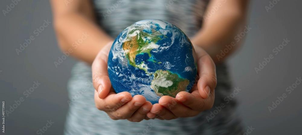 Woman s hands embracing earth, emphasizing save the planet concept for environmental conservation Woman s hands embracing earth, emphasizing save the planet concept for environmental conservation