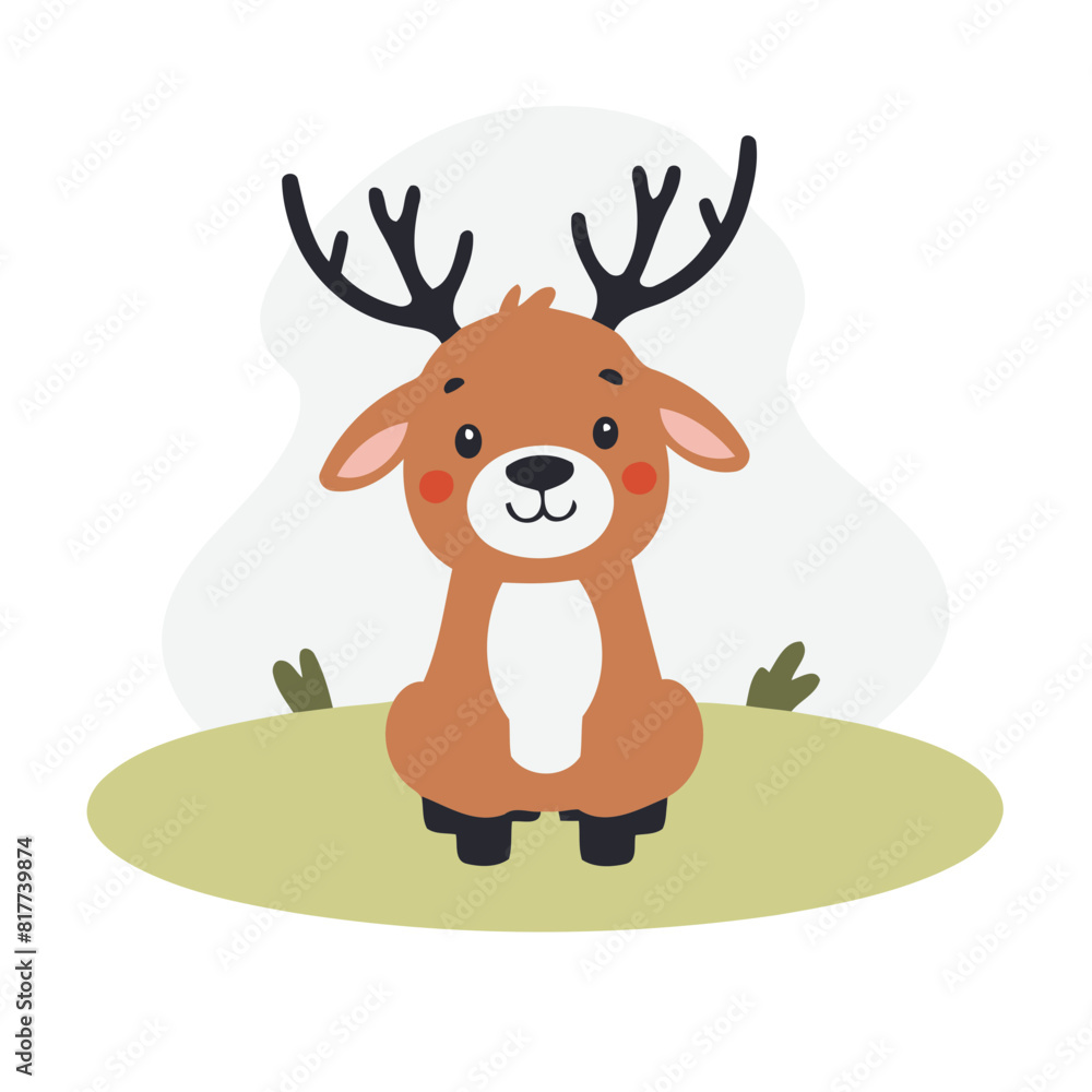 Fototapeta premium Cute Reindeer for children's bedtime stories vector illustration