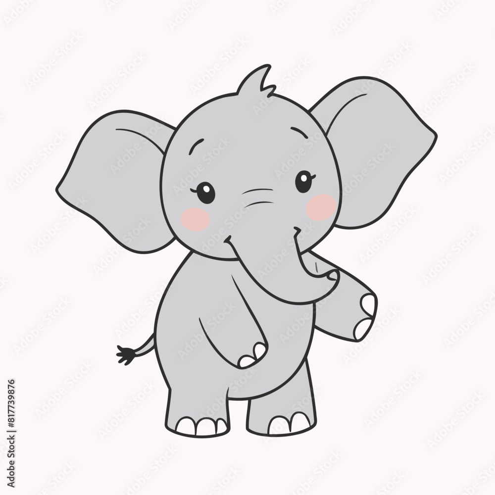 Naklejka premium Vector illustration of an endearing Elephant for kids' bedtime stories
