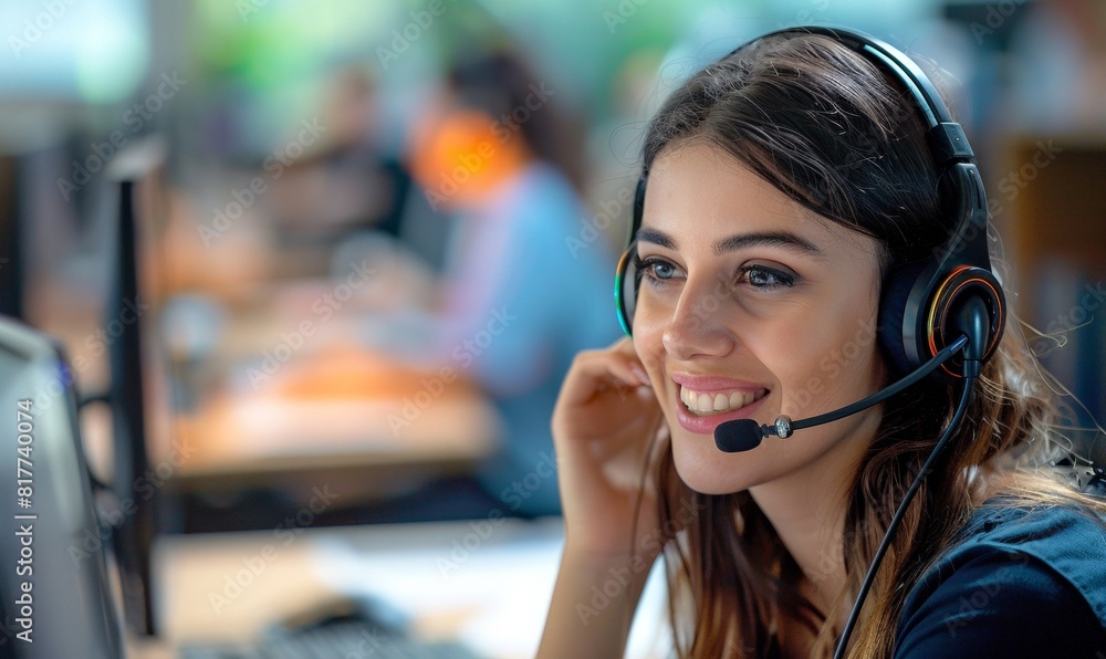 Customer Service Representative Interacting with a Client in a Call Center Setting Customer Service Representative Interacting with a Client in a Call Center Setting