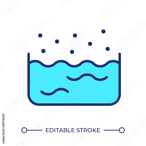 Evaporation RGB color icon. Rainwater reservoir. Water condensation and distillation process. Drain system. Isolated vector illustration. Simple filled line drawing. Editable stroke