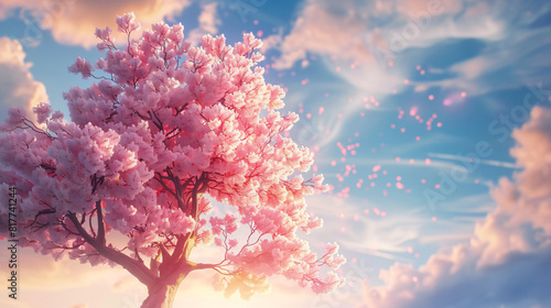Beautiful blossoming tree on sky background closeup