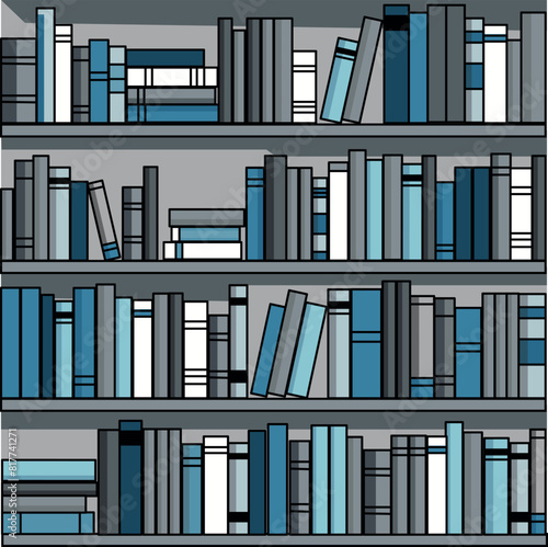 Seamless pattern with shelves and books