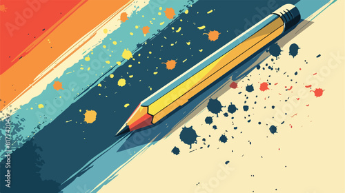 Silhouette color sections of pencil with eraser Vector photo