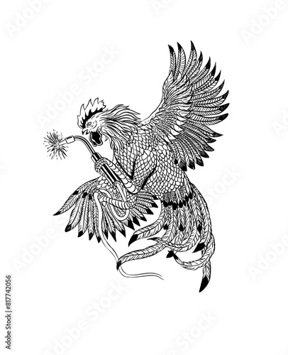 Battle cock holding welding vector