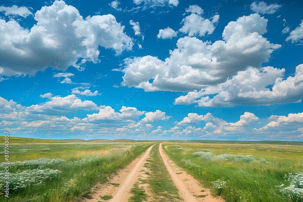 Obraz premium A dirt road going through a field