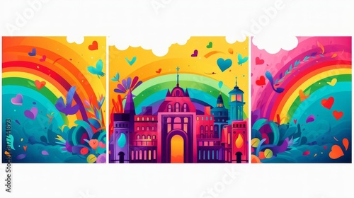 Pride Month banners with vibrant colors