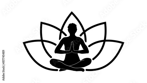 Yoga logo, black isolated silhouette