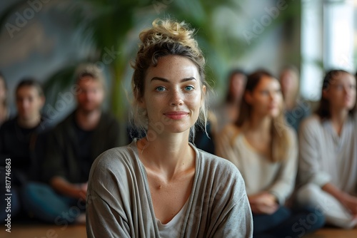 A woman sitting in front of a group of people © Valentin