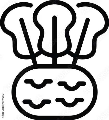 Whole kohlrabi icon outline vector. Fresh leafy turnip cabbage. Organic garden food