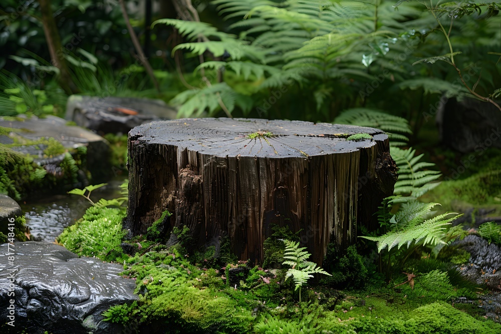 A small bird perched on a tree stump in the forest A small bird perched on a tree stump in the forest