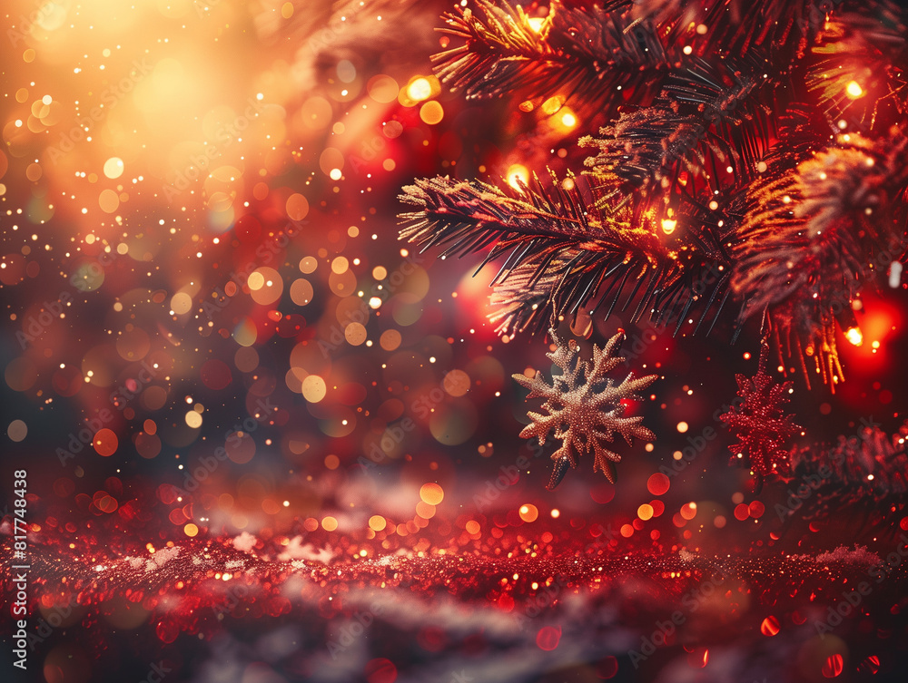 Fototapeta premium Gold and Dark Red Fireworks for New Year's Eve