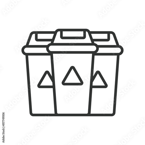 Waste sorting vector, in line design. Waste, sorting, recycling, bins, eco, environment, sustainability on white background vector. Waste sorting vector editable stroke icon.
