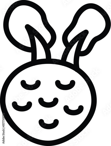 German turnip with leaves icon outline vector. Farming kohlrabi crop. Organic greenery harvest