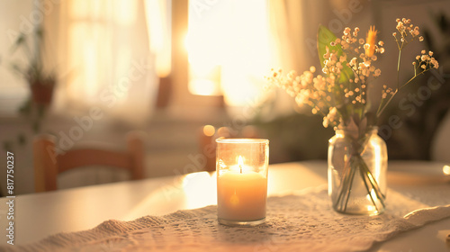 Beautiful table Fourting with candle in light room