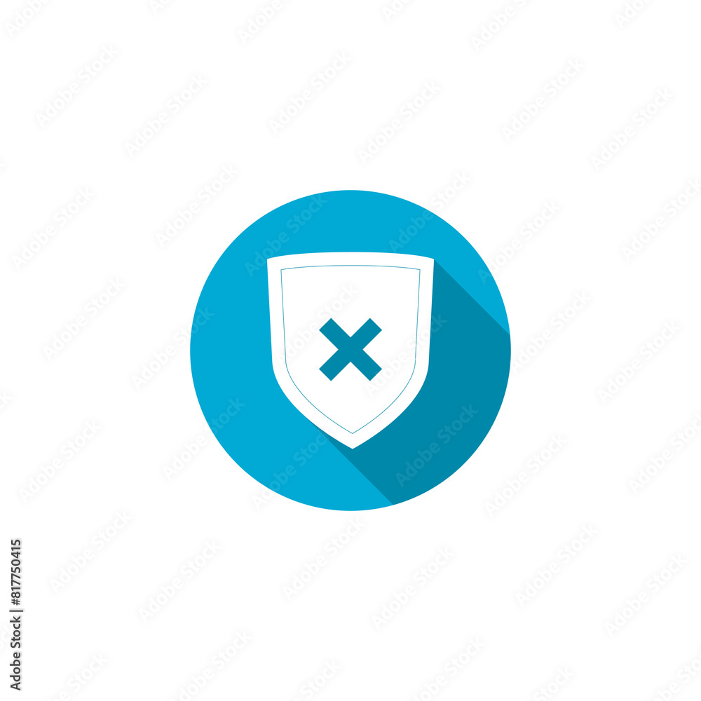 Shield and cross x mark icon isolated on transparent background Shield and cross x mark icon isolated on transparent background