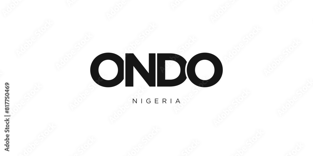 Ondo in the Nigeria emblem. The design features a geometric style, vector illustration with bold typography in a modern font. The graphic slogan lettering. Ondo in the Nigeria emblem. The design features a geometric style, vector illustration with bold typography in a modern font. The graphic slogan lettering.